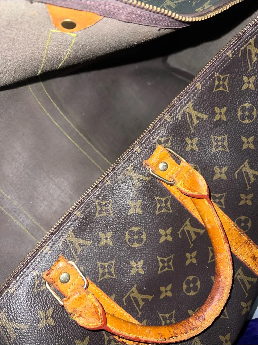 Louis Vuitton Brown Monogram Duffel with Tan Leather Trim